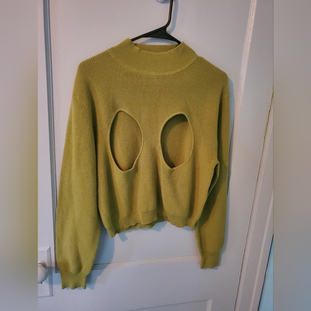 Fashion Brand Company Booger Green Boob Cut Out Women's Sweater